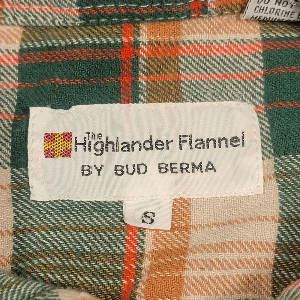 VTG Highlander Flannel by Bud Berma Men's Small Plaid Cotton Button Up Shirt - Picture 3 of 8